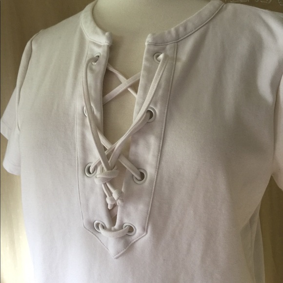 AUTH J.CREW SZ SM CREAM DRAW STRING SHORT SLEEVES - Picture 4 of 5